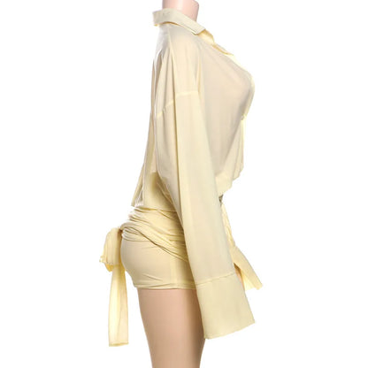 Bandage Long Sleeve Mini Dress  Elegant Bodycon Outfit