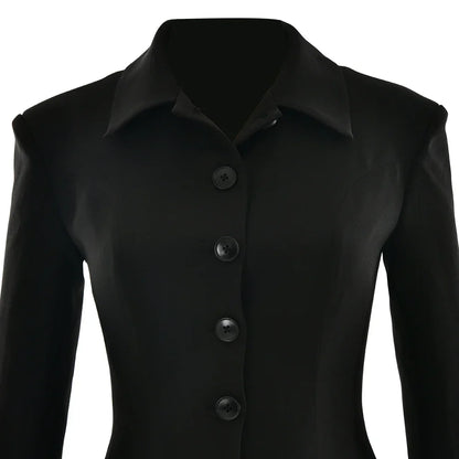 Turn-down Collar Buttons Blazer Mini Dress