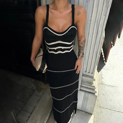 Striped Knit Midi Dress