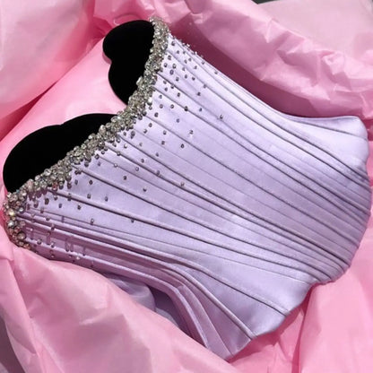 Lilac Corset Satin Evening Dress