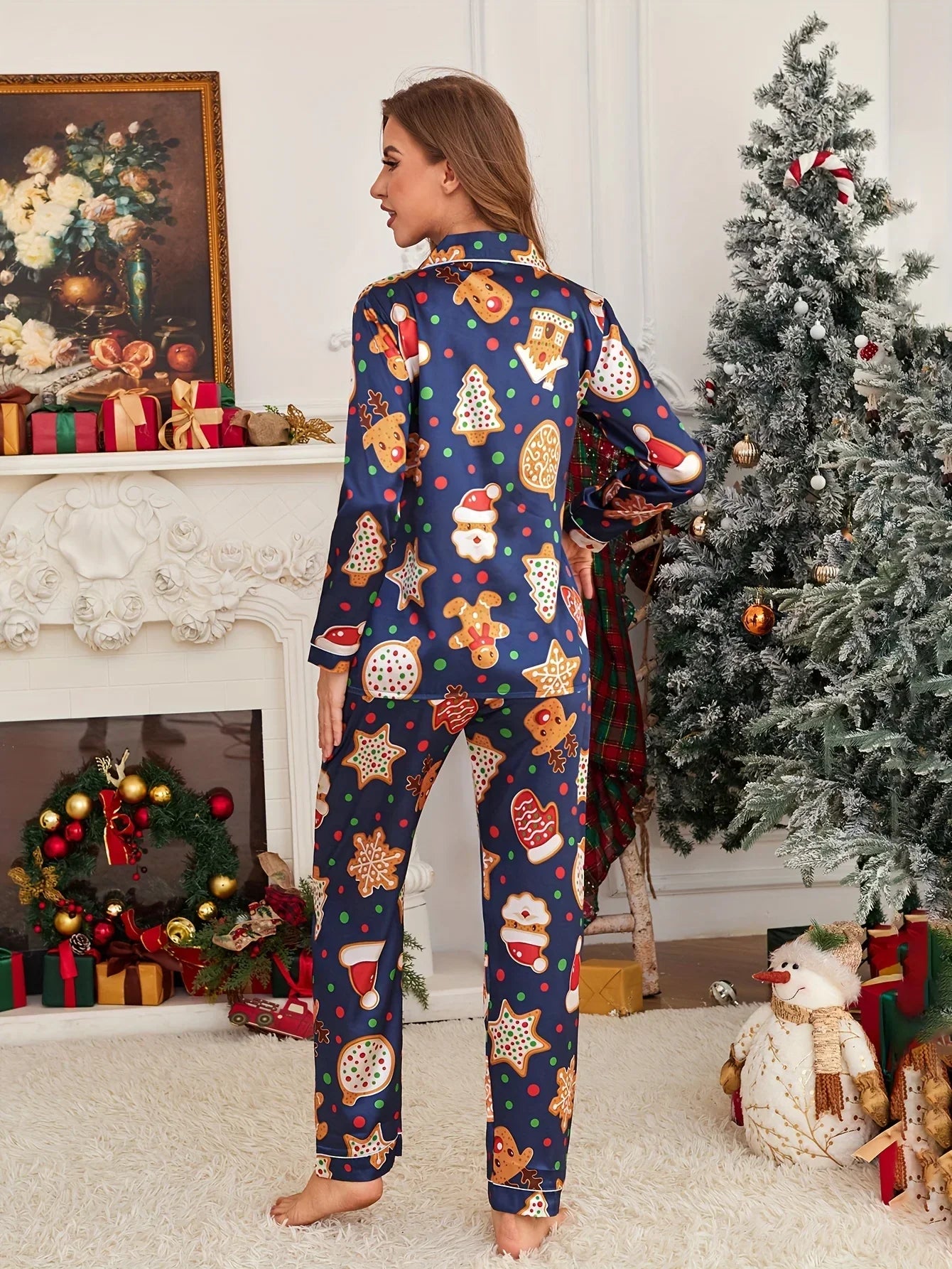 Cozy Christmas Cookie Print Long Sleeve Pajama UNISEX