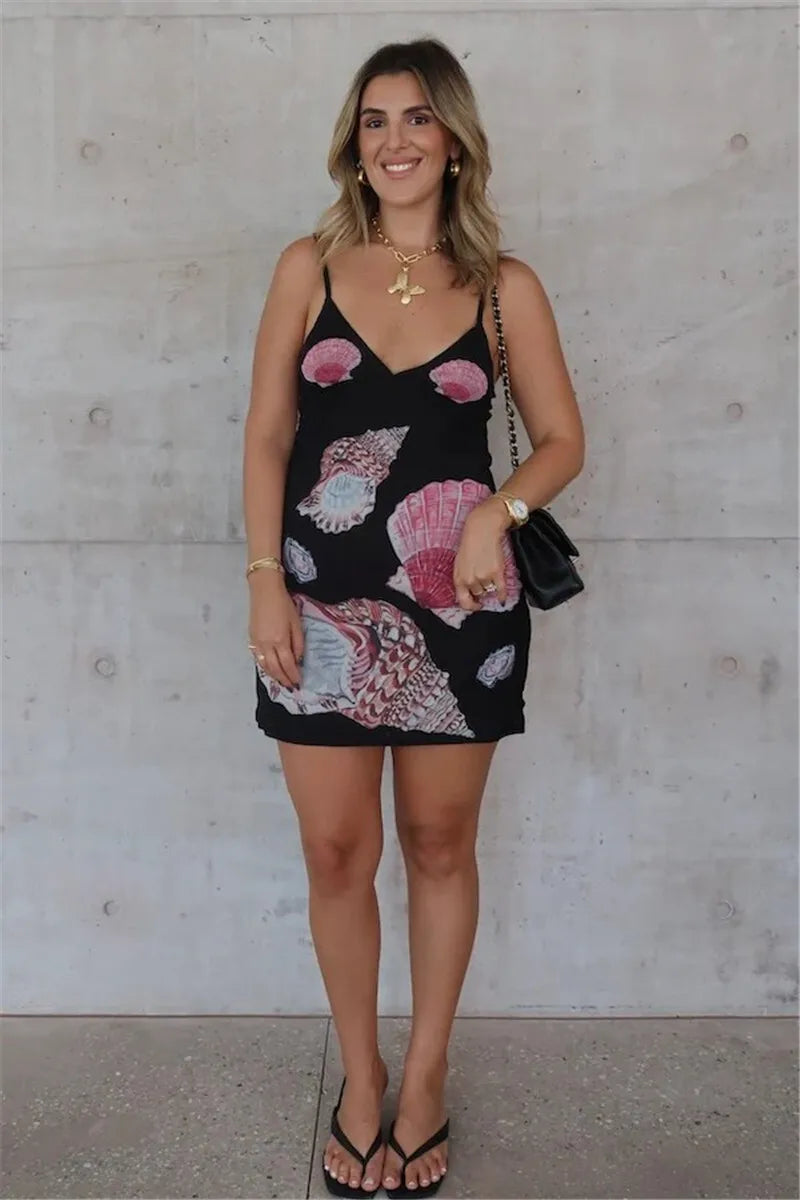 Spaghetti Strap Floral Print Mini Dress
