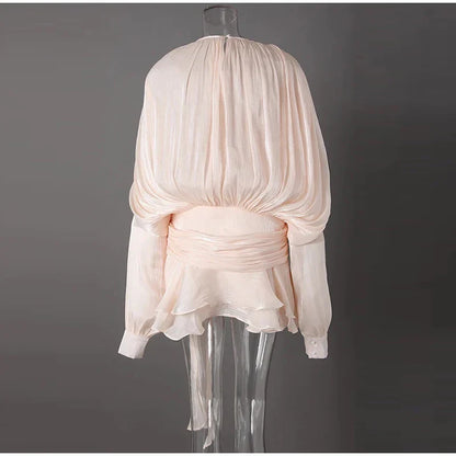 Elegant V-Neck Lace-Up  Summer Style Mini Dress