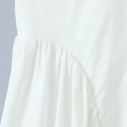 White Bow Halter Neck Pleated Midi Dress