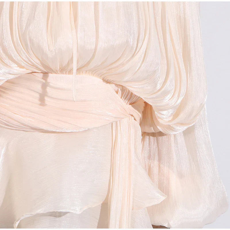 Elegant V-Neck Lace-Up  Summer Style Mini Dress