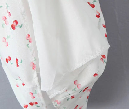 Women's Cherry Print Sleeveless Mini Dress