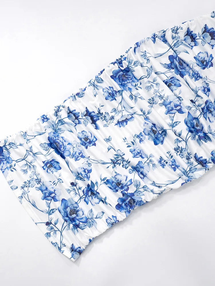 Floral Print Square Collar Midi Dress