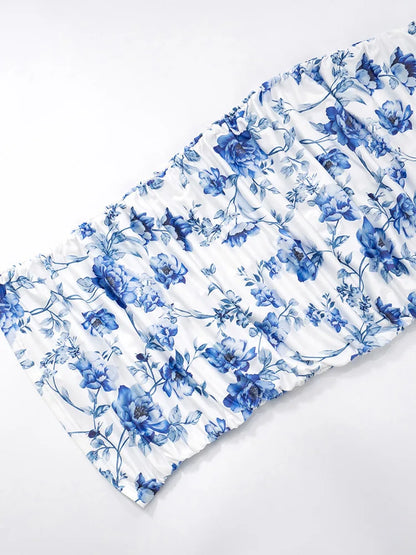 Floral Print Square Collar Midi Dress