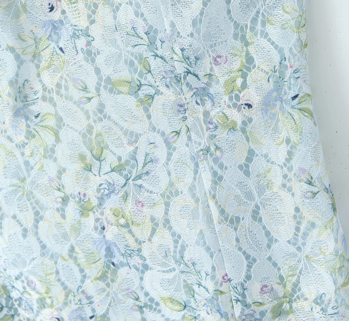 Flower Print Lace Bow Slash Collar Mini Dress