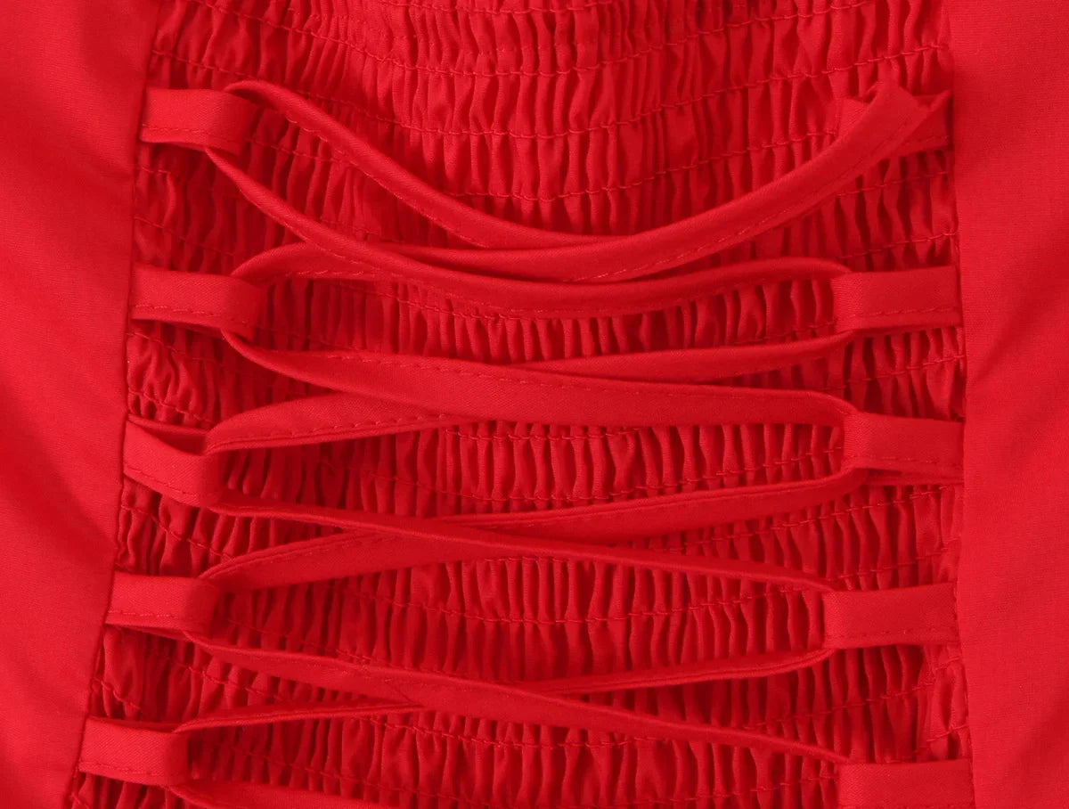 Bow Halter Slash Collar Lacing-Up Back Mini Dress