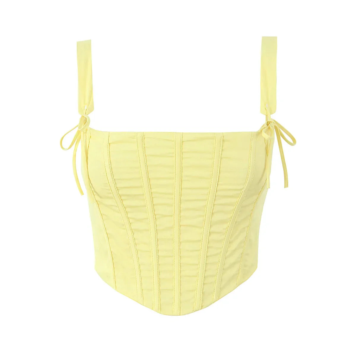 Yellow Slit Midi Dress and Cross Lacing up Top Set