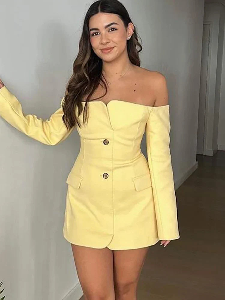 Off-Shoulder Blazer Dress Chic Style for Summer Parties
