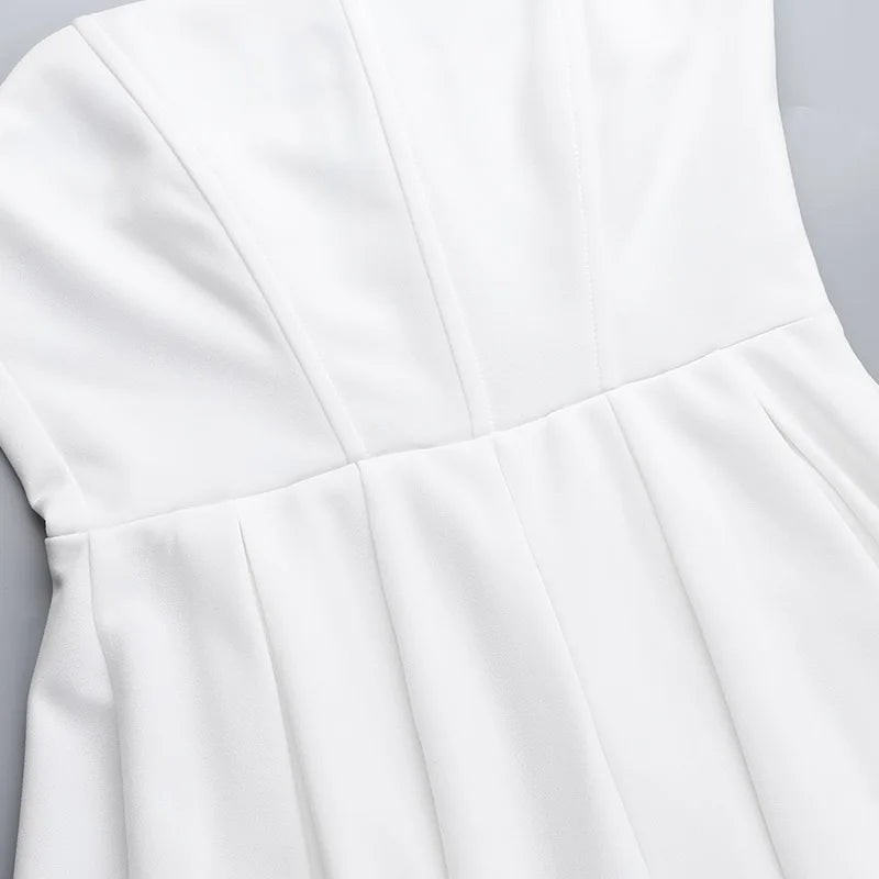 Elegant Strapless Corset A Line Solid Mini Dress