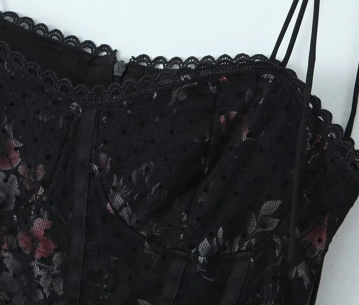 Mesh Bow Lacing up Black Mini Dress