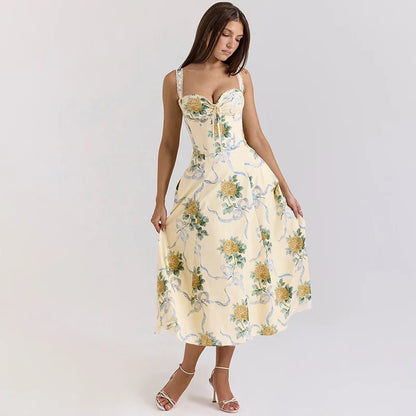 Floral Print Spaghetti Strap Midi Dress
