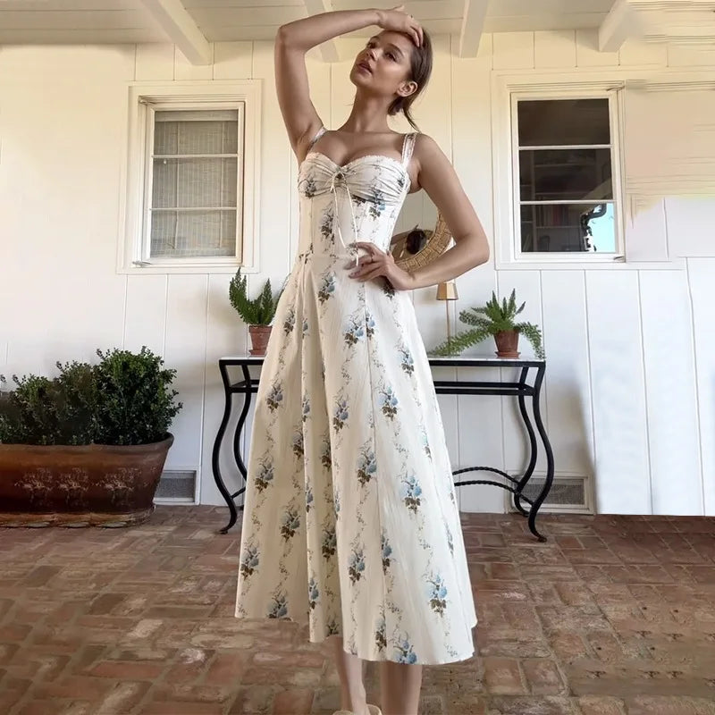 Floral Print Spaghetti Strap Midi Dress