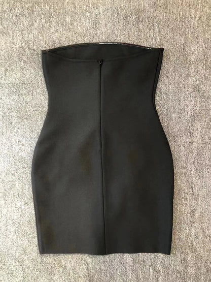 Diamonds Beaded Strapless Rayon Black Mini Dress