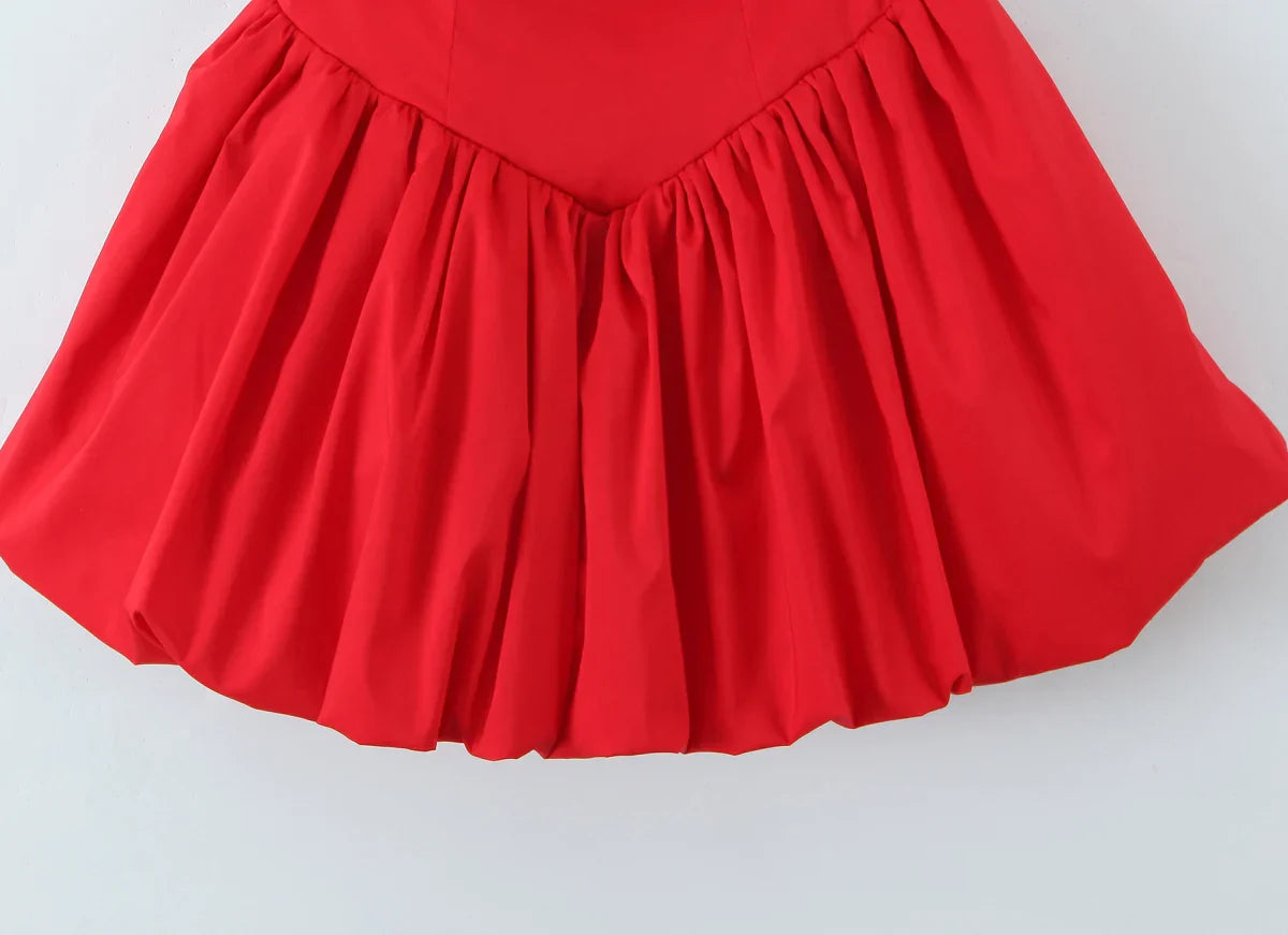 Bow Halter Slash Collar Lacing-Up Back Mini Dress