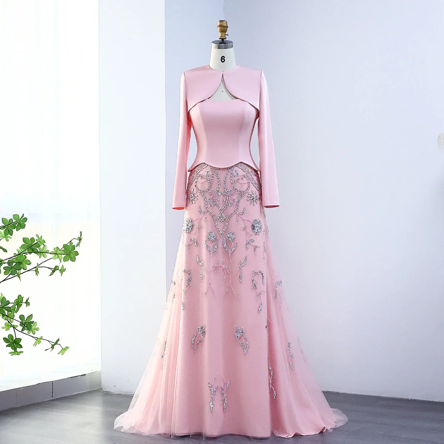 Tulle Strapless Sequined Evening Dress