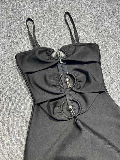 Strappy Hook Cut Out Bodycon Midi Dress