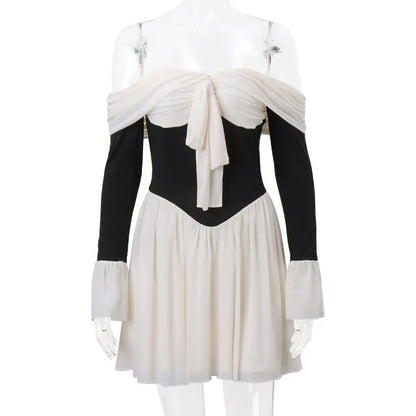 One Shoulder Lace-Up Mini Dress