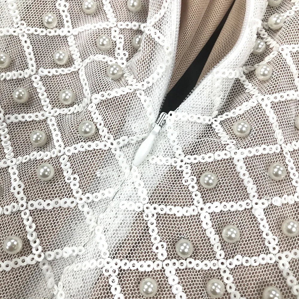 Pearl Sequin Mini Long Sleeve Party Dress