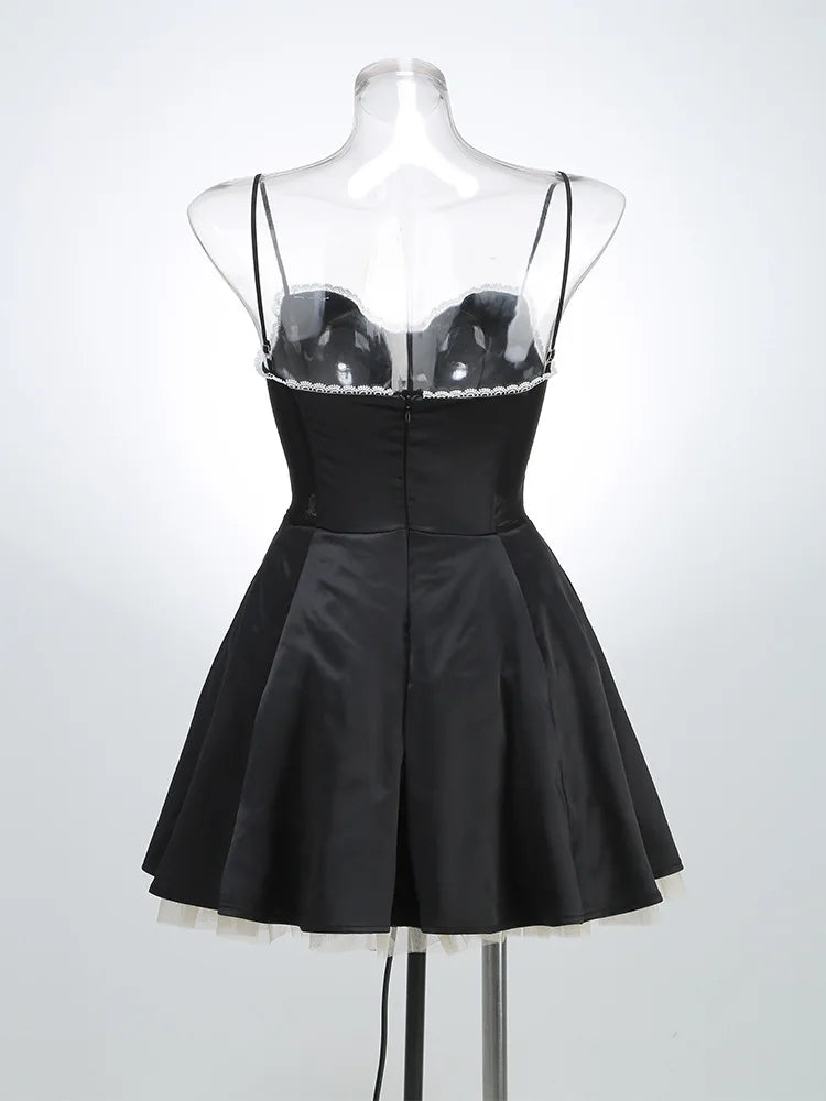 Layered Satin Tulle A-line Strappy Mini Dress