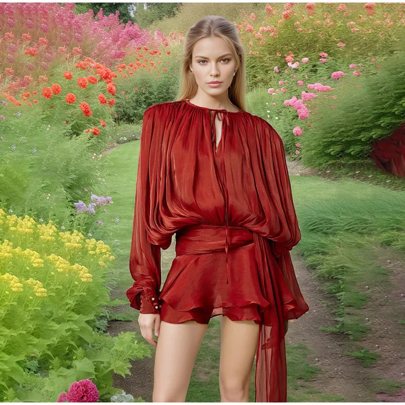 Elegant V-Neck Lace-Up  Summer Style Mini Dress