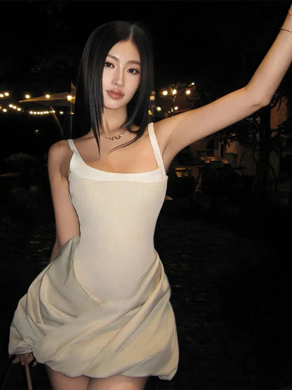 Patchwork Square Collar Ruffles Mini Dress