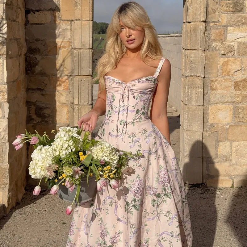 Floral Print Spaghetti Strap Midi Dress