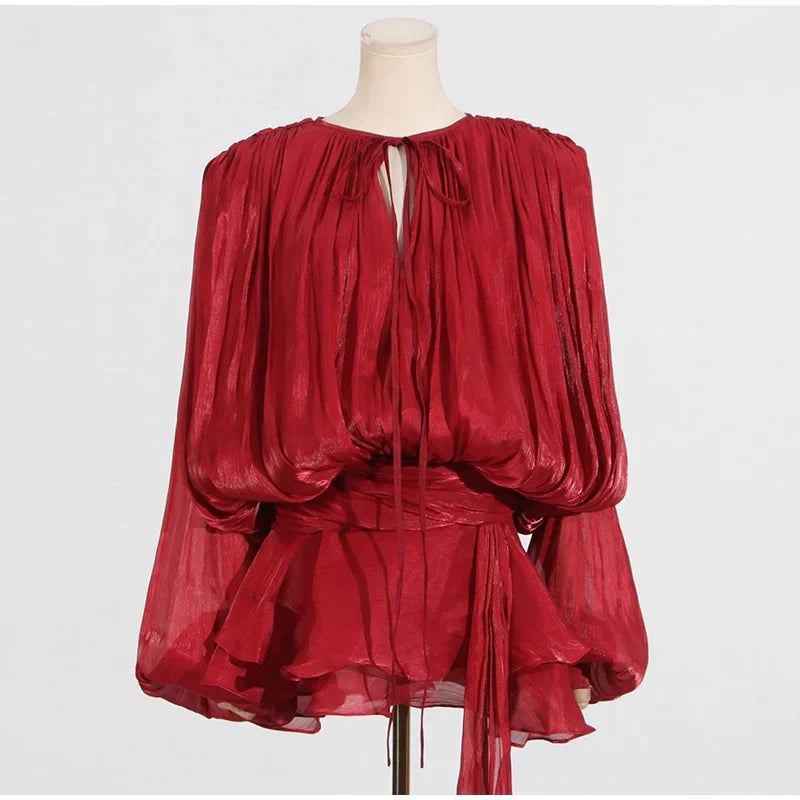 Elegant V-Neck Lace-Up  Summer Style Mini Dress