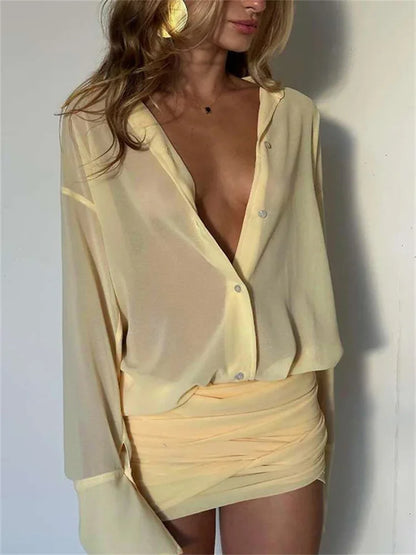 Bandage Long Sleeve Mini Dress  Elegant Bodycon Outfit