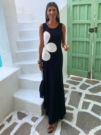 Floral Maxi Dress with Side Cutouts