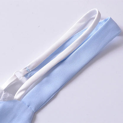 Light Blue Spliced Ruffles Hem Midi Dress