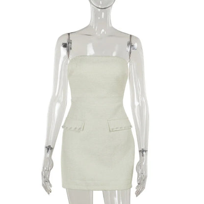 Pearl Long Sleeve Coat And Mini Strapless Dress Sets