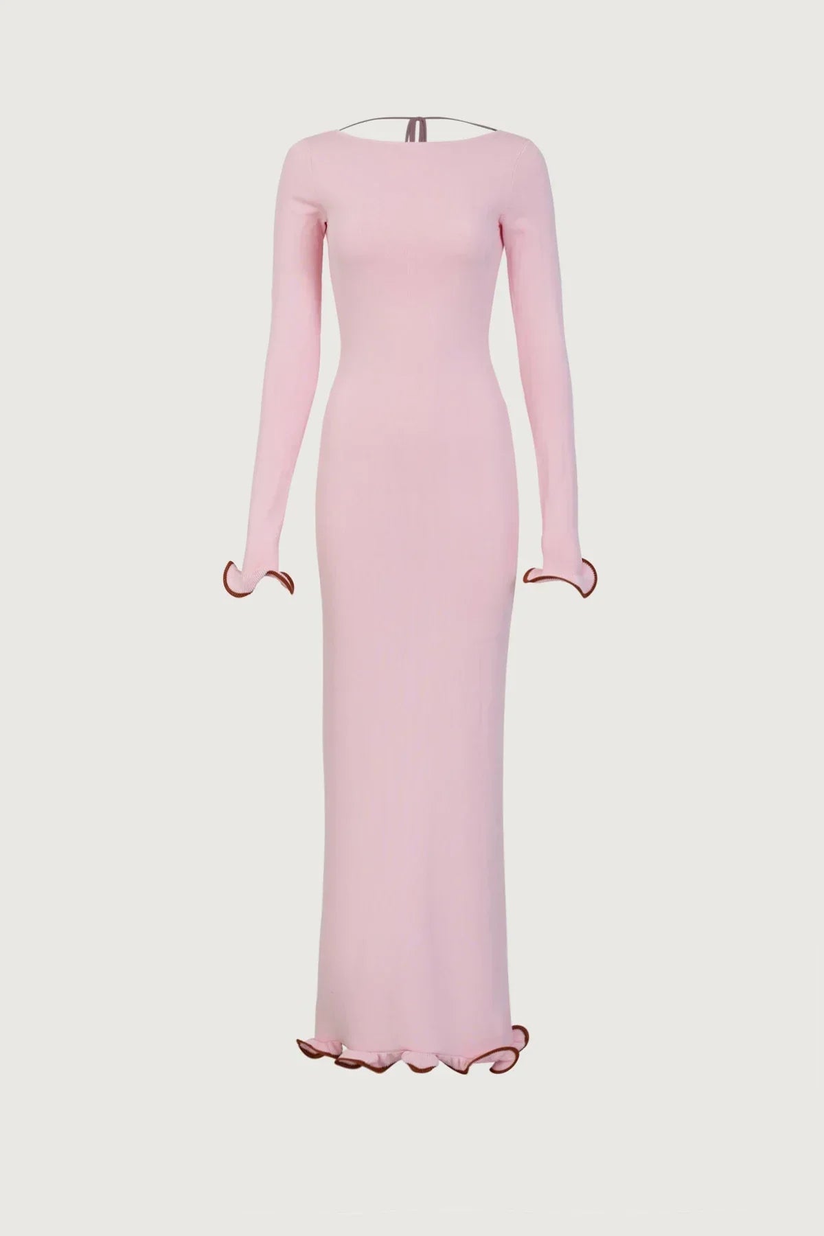 Knit Midi Dress with Ruffle Trim