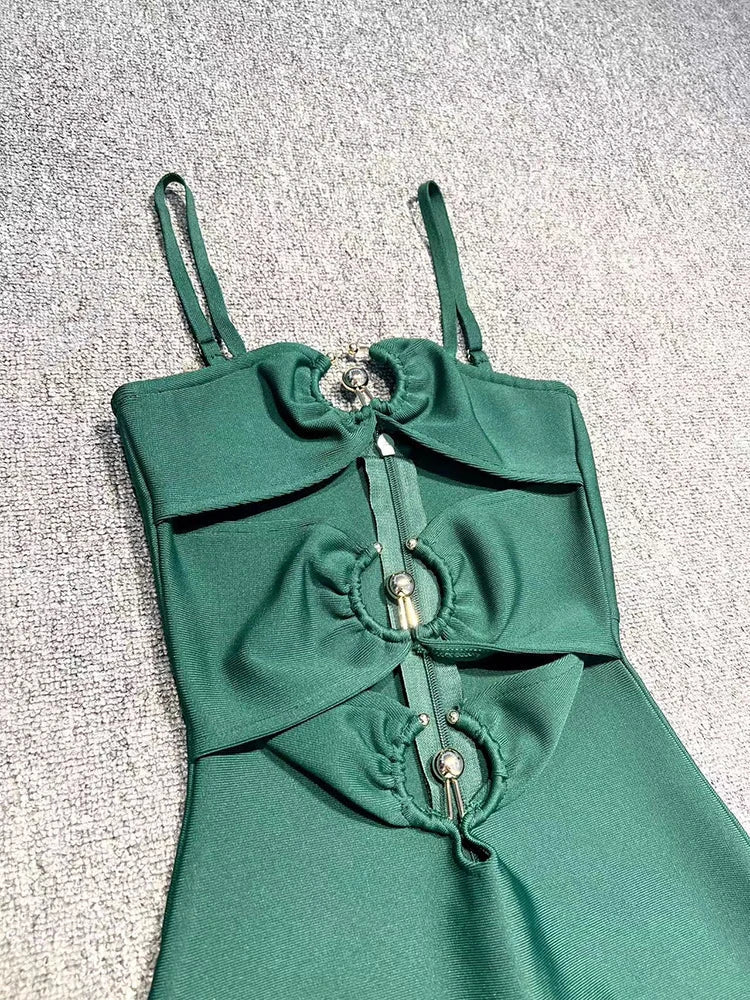 Strappy Hook Cut Out Bodycon Midi Dress