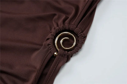 Oblique Shoulder Backless Maxi Dress