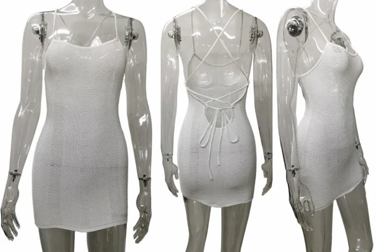 Knit Bikini Cover-Up Backless  Beach Bodycon Dress