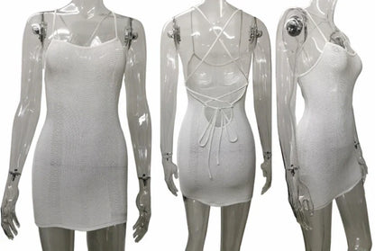 Knit Bikini Cover-Up Backless  Beach Bodycon Dress