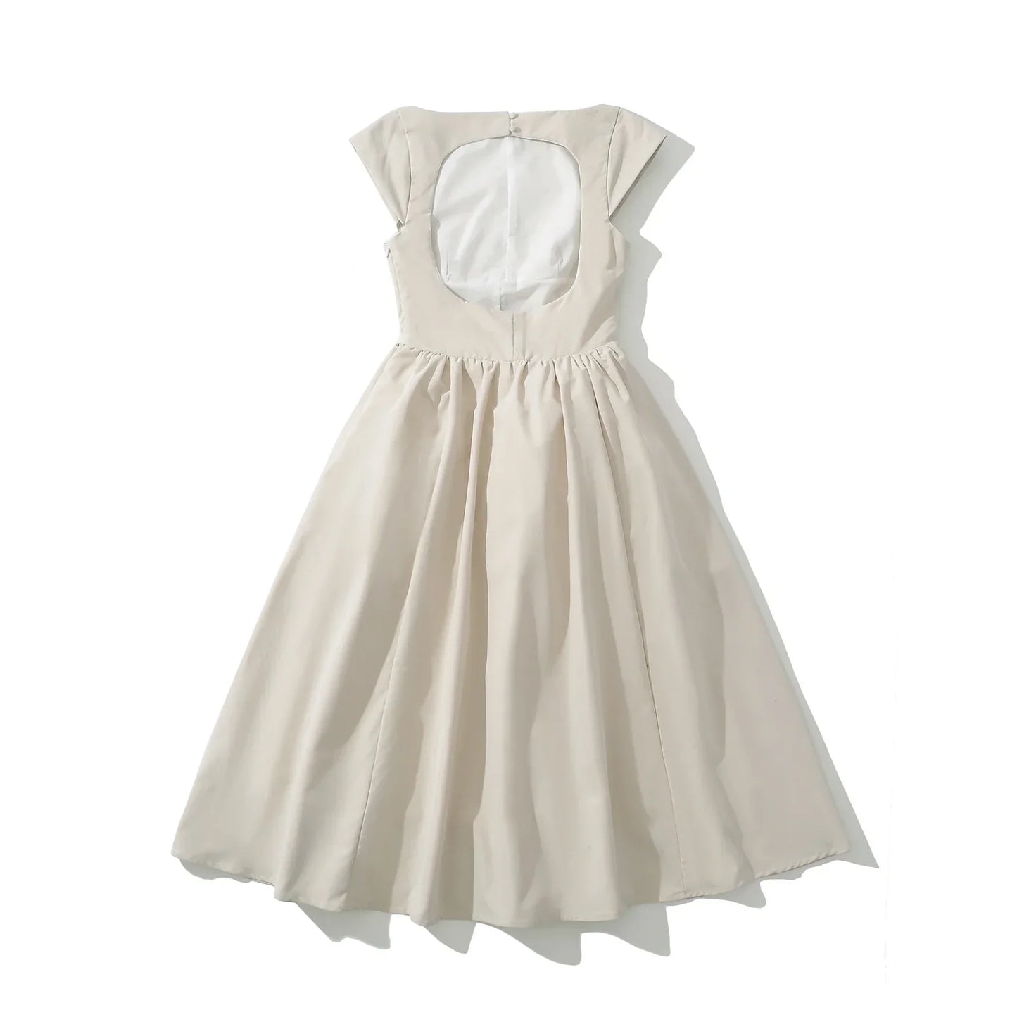 Short Sleeve Hollow Out Back Midi Dress