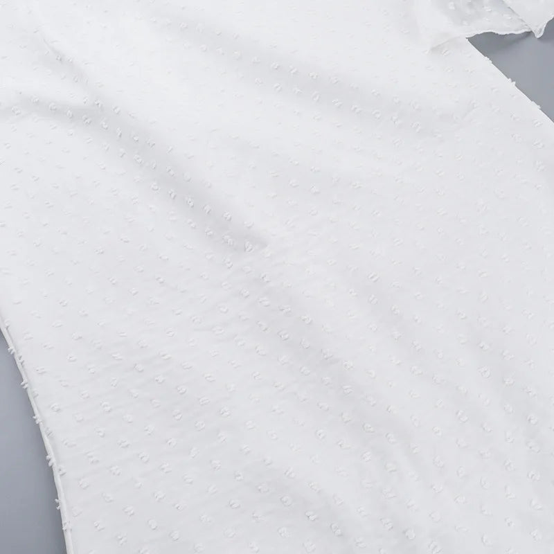 Polka Jacquard Long Flare Sleeves Midi Dress