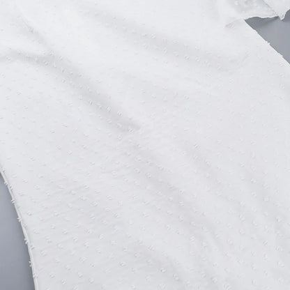 Polka Jacquard Long Flare Sleeves Midi Dress