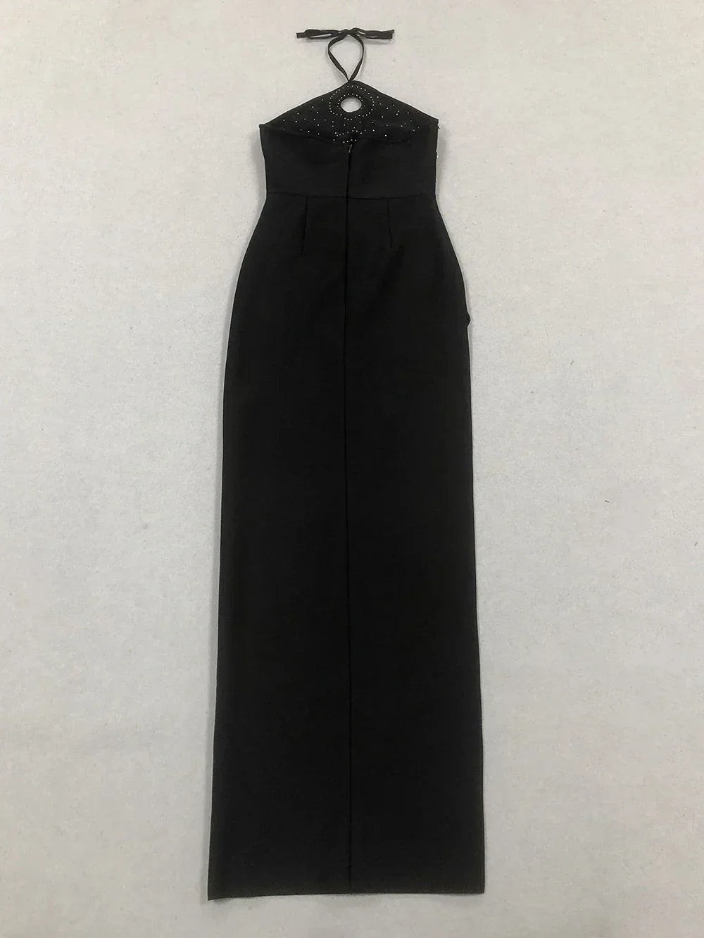 Halter Bead Hollow Design Backless Long Dress