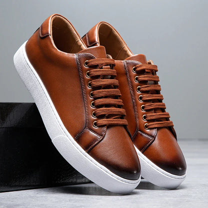 Leather Low-Top Sneakers | Contrast Sole | Maison Collection