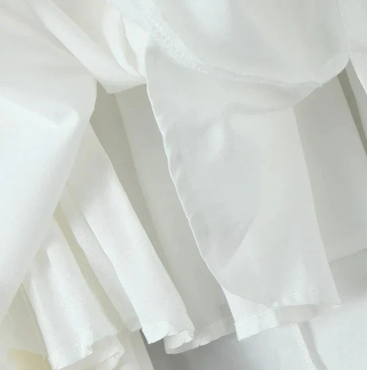 Wire Corset Style Low Waist White Midi Dress