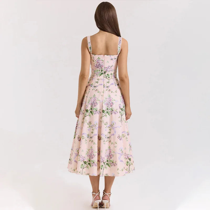 Floral Print Spaghetti Strap Midi Dress