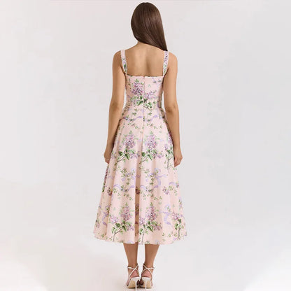 Floral Print Spaghetti Strap Midi Dress