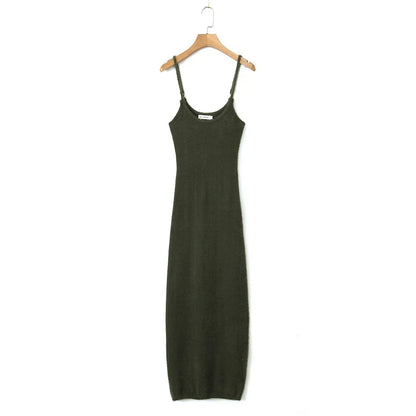 Knitted Cardigan With Camisole Dress Two-piece Set