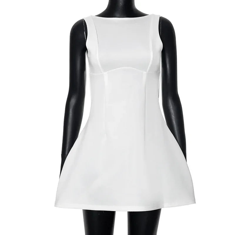 Sleeveless High Waist Backless Mini Dresses